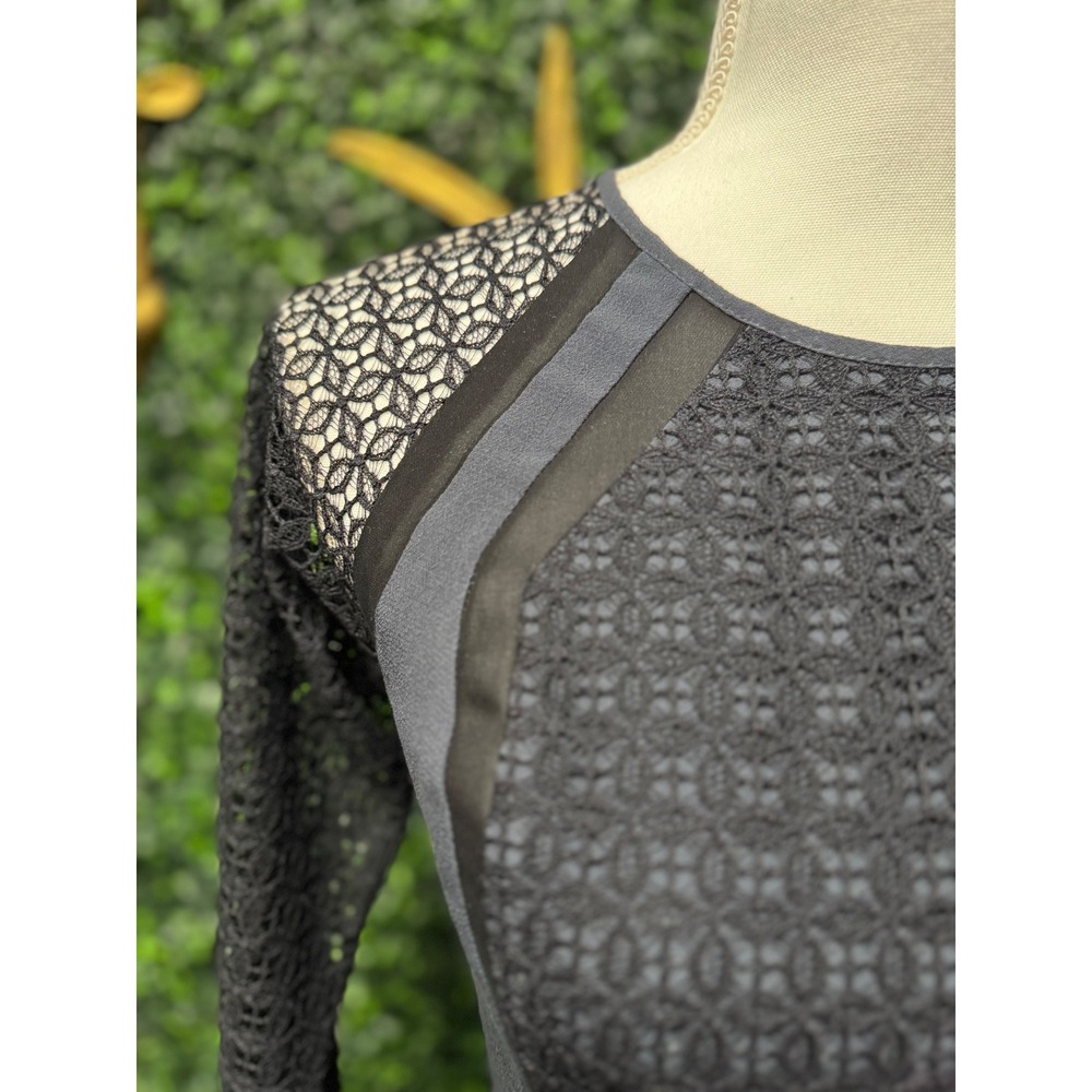 Diane von Furstenberg DVF Grey Silk Trim Lace Panel Midi Dress 514757D385 - Picture 3 of 10